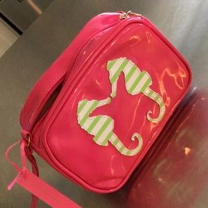 Macbeth Collections, wristlet/ cosmetic bag. Hot pink w/ seahorses.